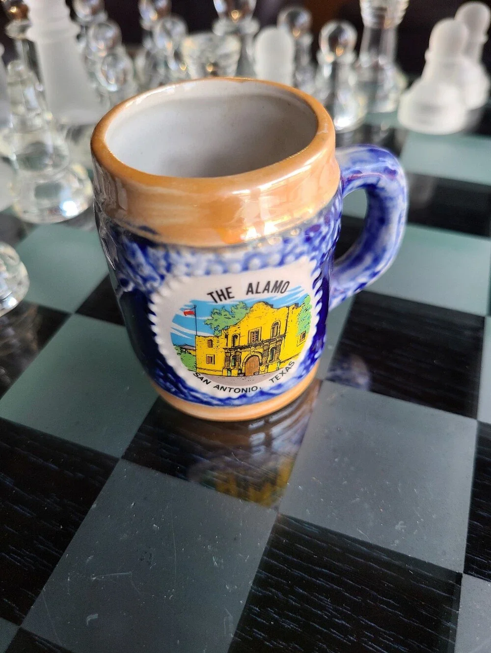 The Alamo San Antonio Ceramic Mini Mug - Blue & Tan
